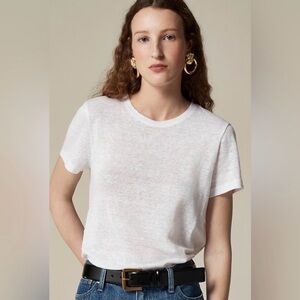 J. Crew New Relaxed 100% Linen Tee T-Shirt Womens Size XS White NWT CI871